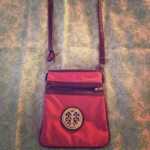 Coral and Brown Crossbody Purse
